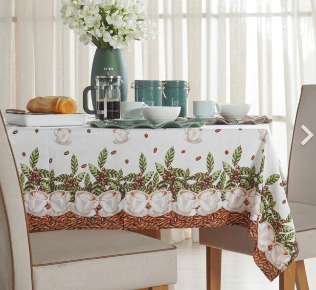Toalha de Mesa Imperme谩vel Facile Retangular 8 Lugares Caf茅 Expresso